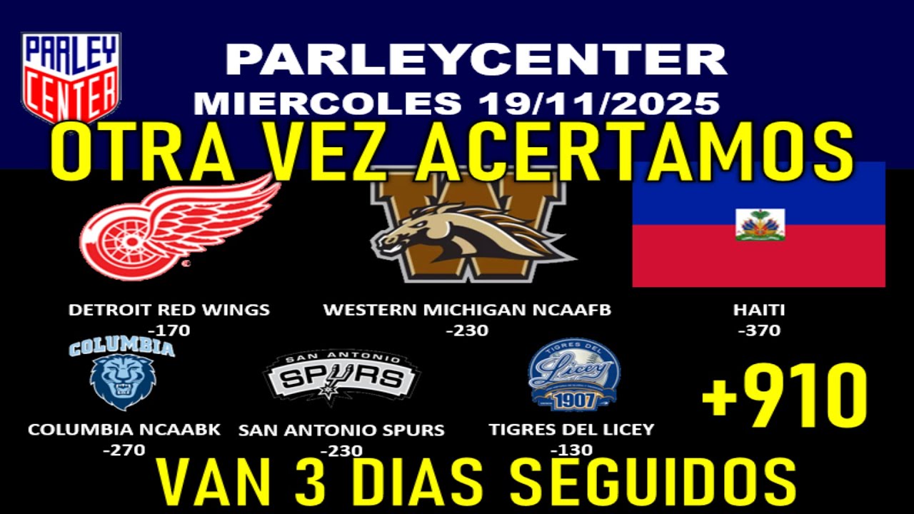PRONOSTICOS  NFL, NHL Y NBA  PARA HOY LOGROS MIERCOLES 19/11/2025 🔥PARLEY GRATIS🔥