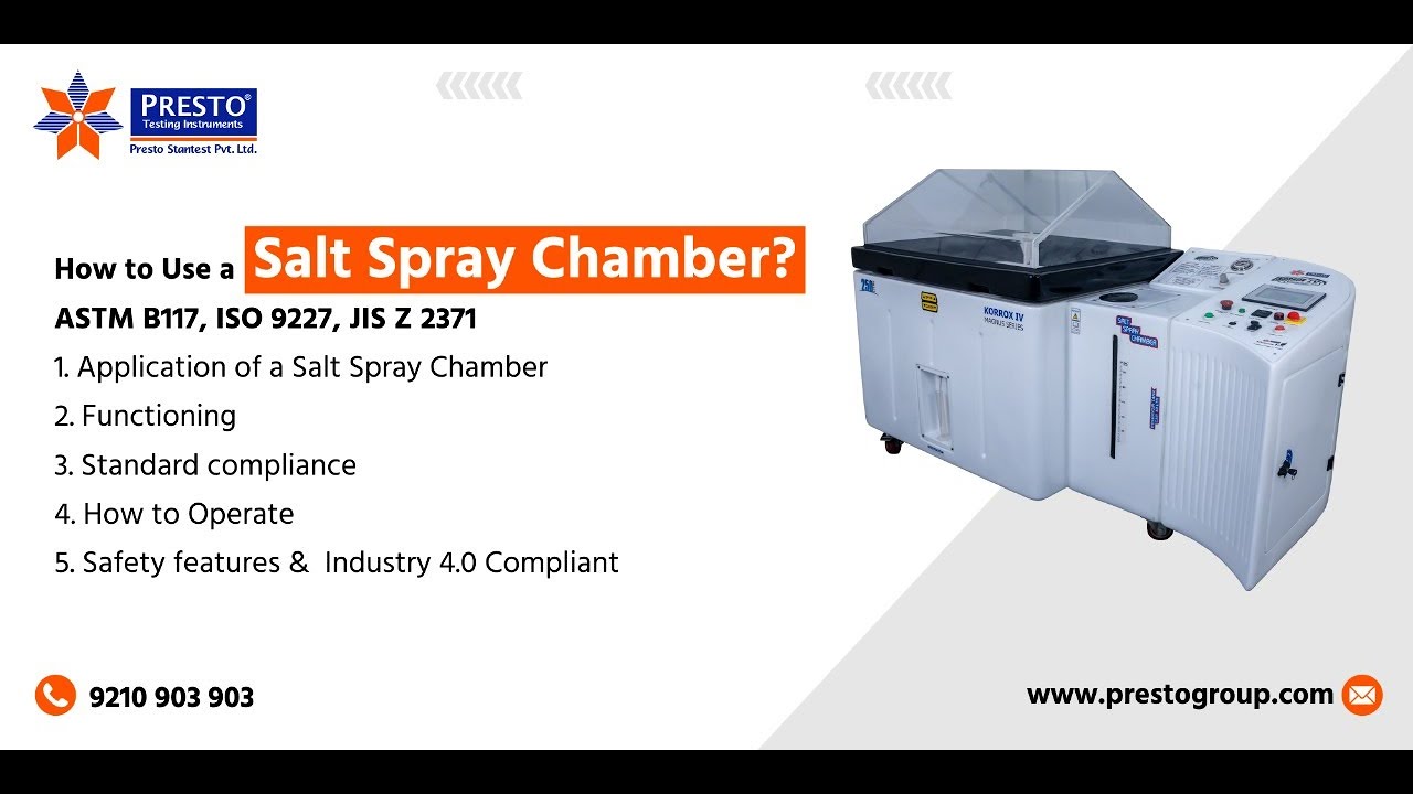 How to Use a Salt Spray Chamber | ASTM B117, ISO 9227, JIS Z 2371 Explained | Presto Corrosion Test