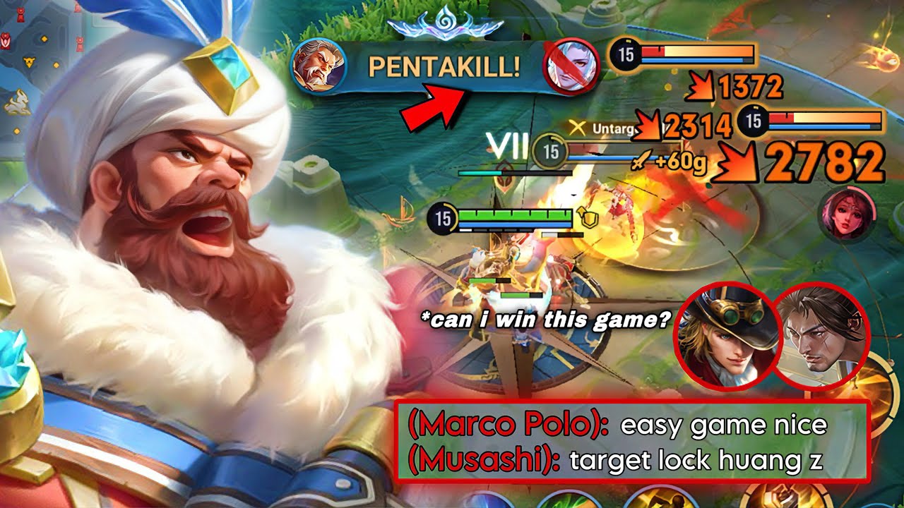 PENTAKILL! HUANG ZHONG HAVING HARD TIME AGAINST MUSASHI & MARCO RANK! | HUANG ZHONG BUILD & ARCANA