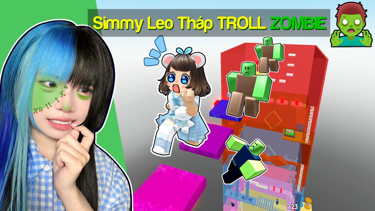 Simmy Xanh Mặt Khi NHẢY THÁP TROLL ZOMBIE Trong Roblox 🧟‍♂️ 