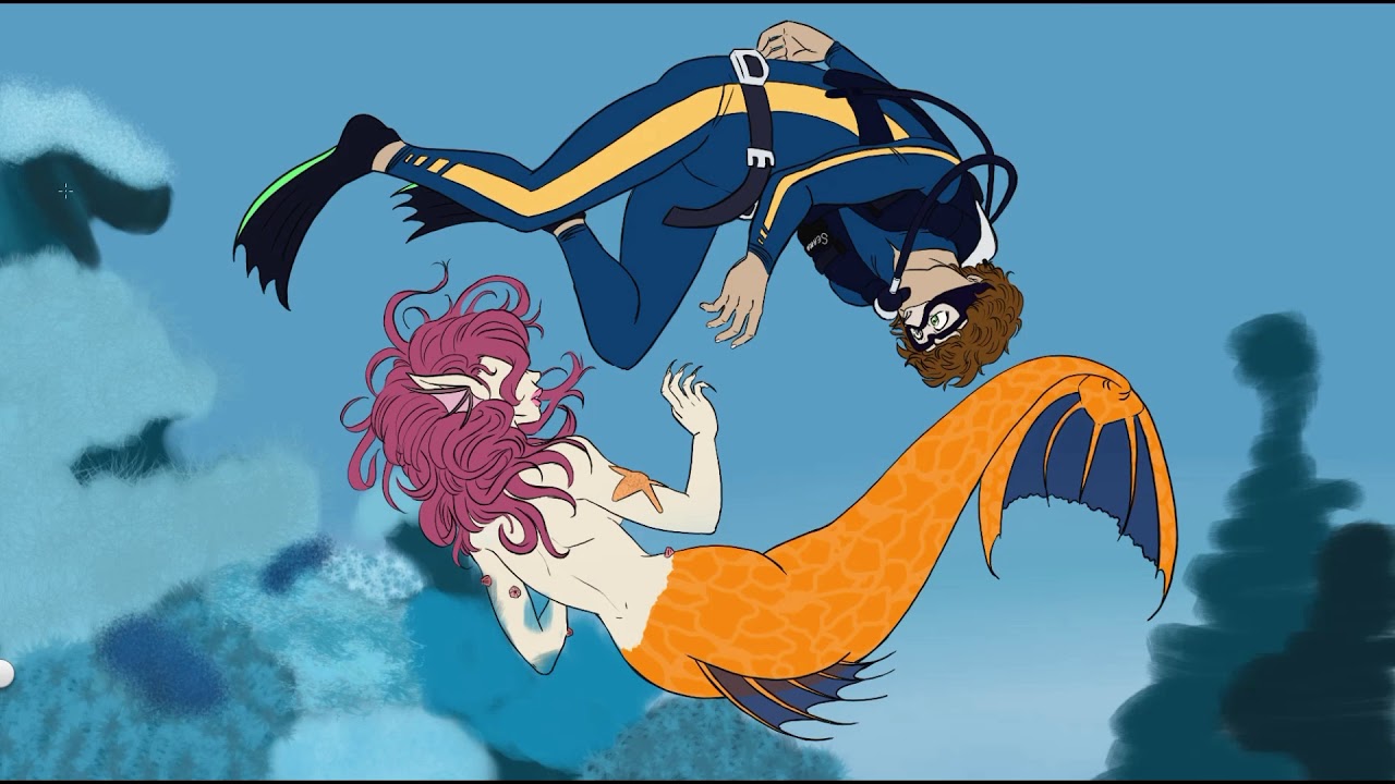 Drawing Prompt Speedpaint: Curious Mermaid and Diver