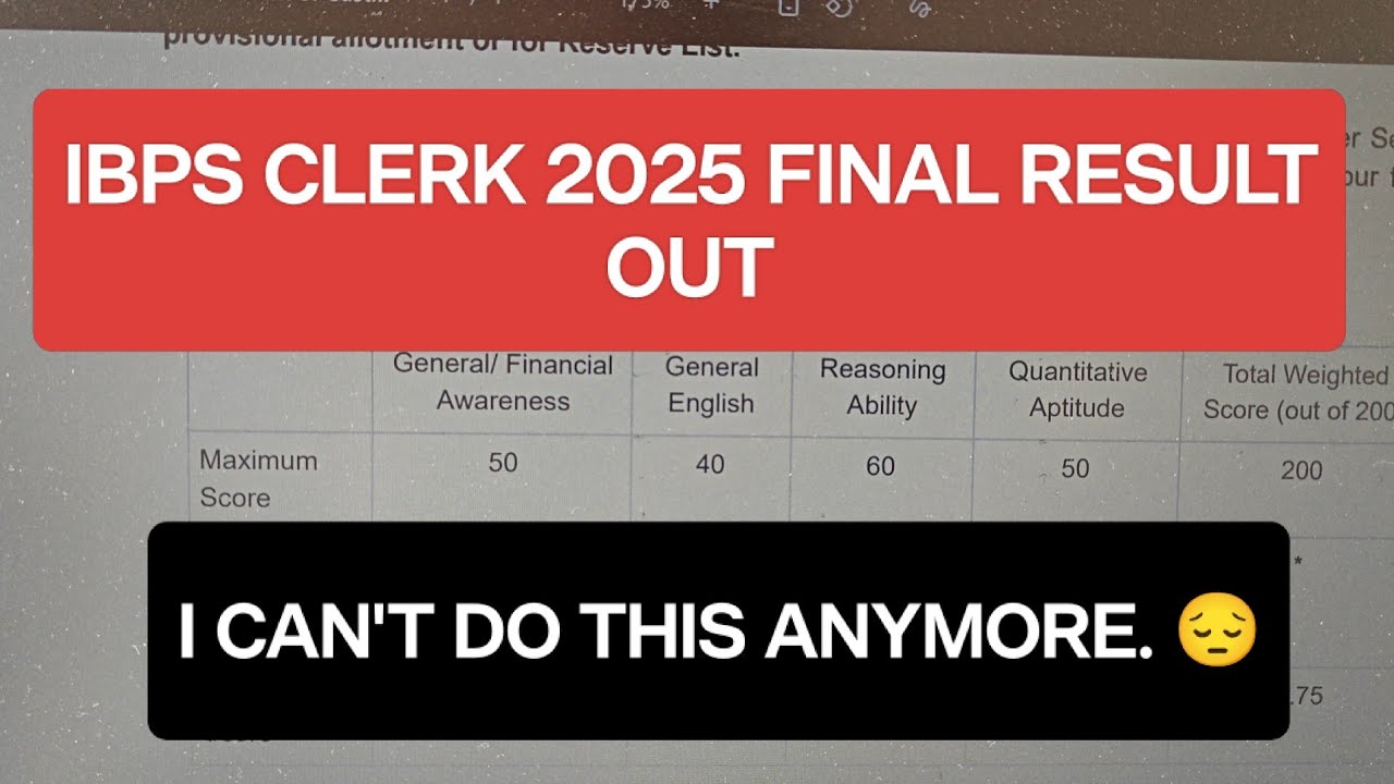 FAILED again in 2026? 😔💔 My ibps clerk Mains Scorecard 2025