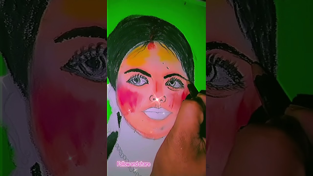 unknown woman visual Oil pastel drawing 