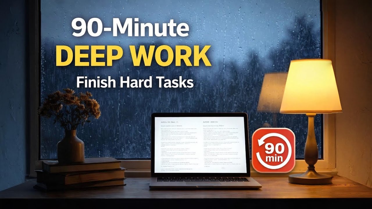 90-Minute Deep Work: Finish Your Most Difficult Tasks (Rainy Night)