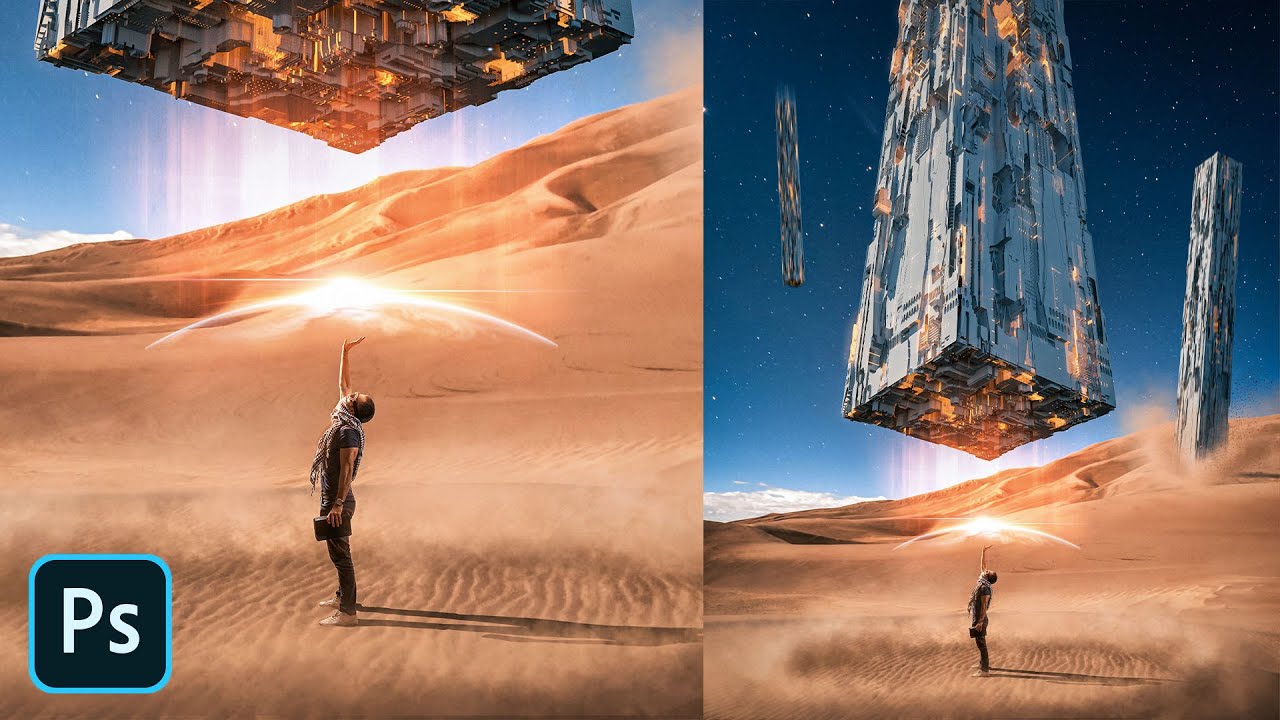 Artifacts falling from the sky - Photo Manipulation Tutorial | Photoshop 2020