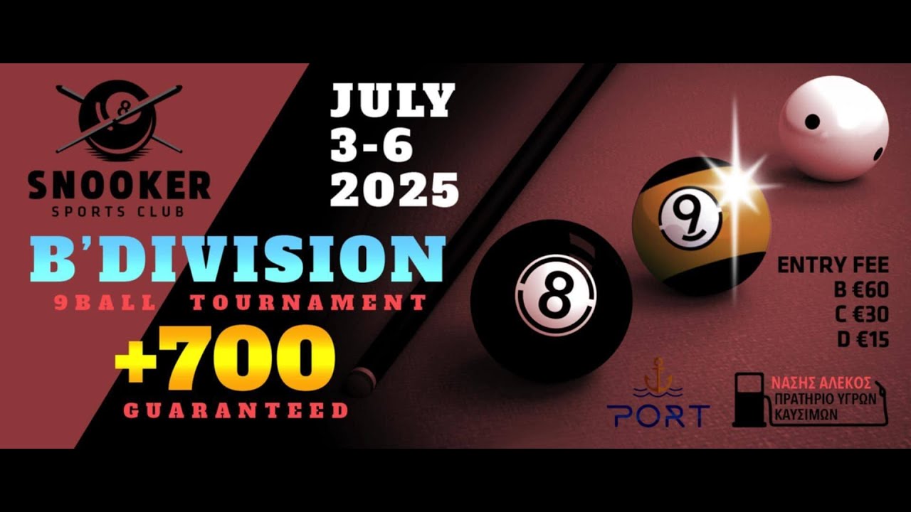 Β' DIVISION 9-BALL OPEN TOURNAMENT +7️⃣0️⃣0️⃣💶 🏆FINAL DAY