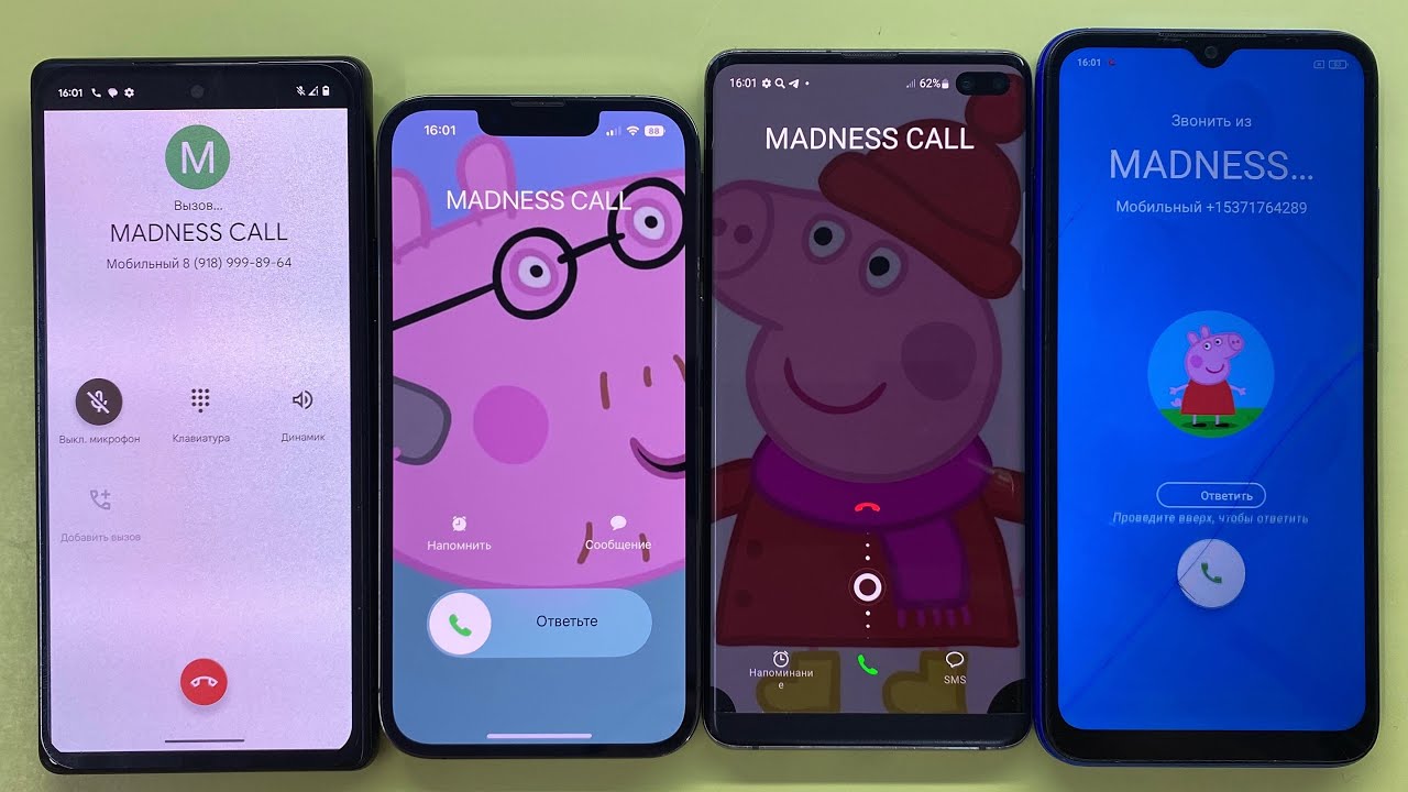 FAKE CALL Peppa Pig on Xiaomi Redmi 9C NFC & Samsung S10+ / Incoming Call iPhone 13 Pro Vs Pixel 6