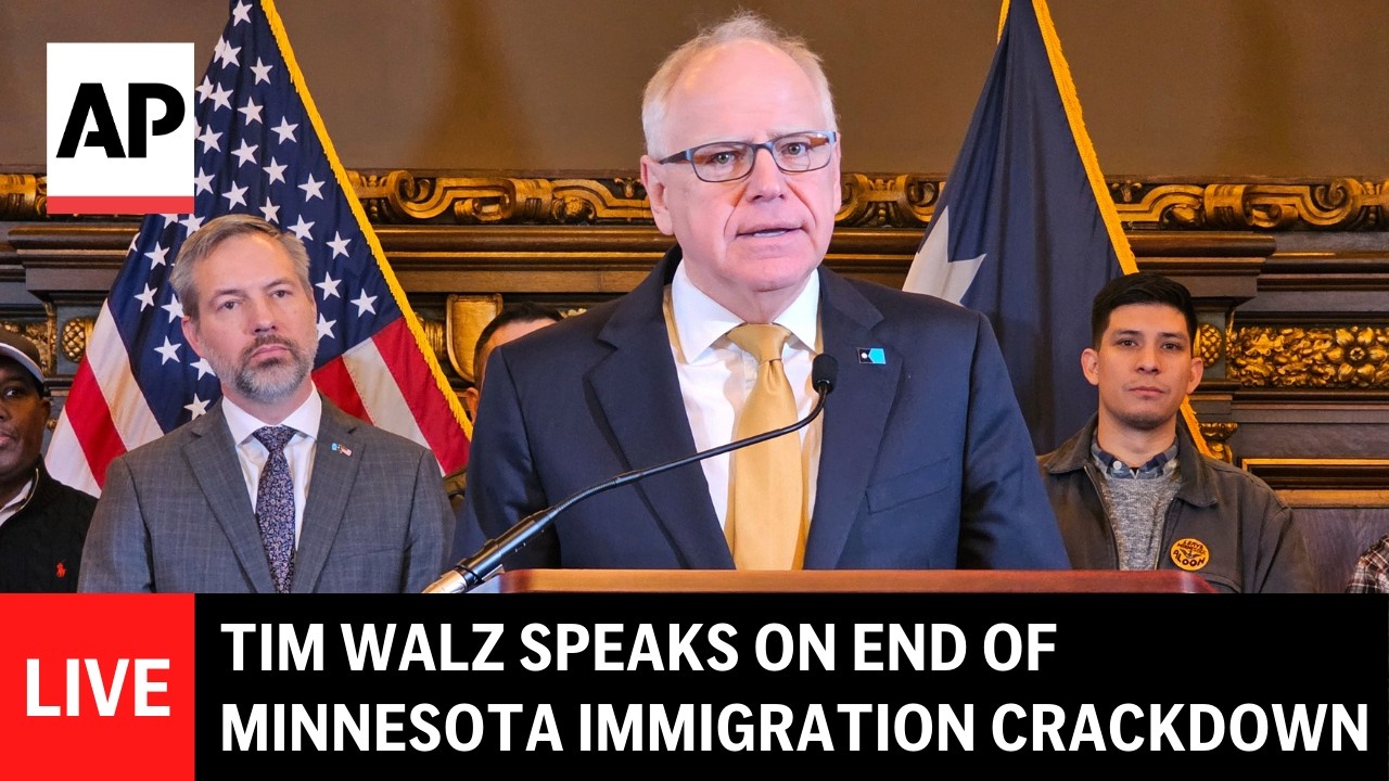 LIVE: Tim Walz speaks after federal authorities end Minnesota immigration crackdown