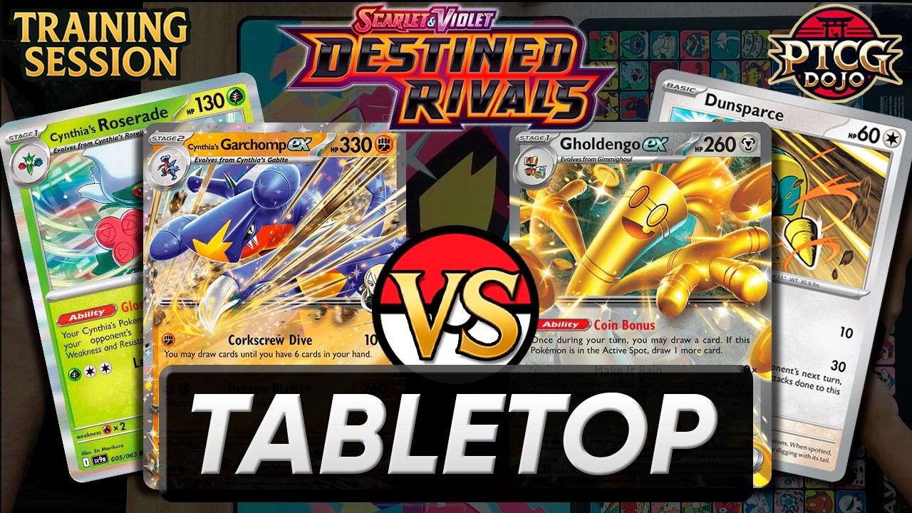 Cynthia's Garchomp ex vs Gholdengo | Early Destined Rivals Tabletop Gameplay | NAIC Training Session