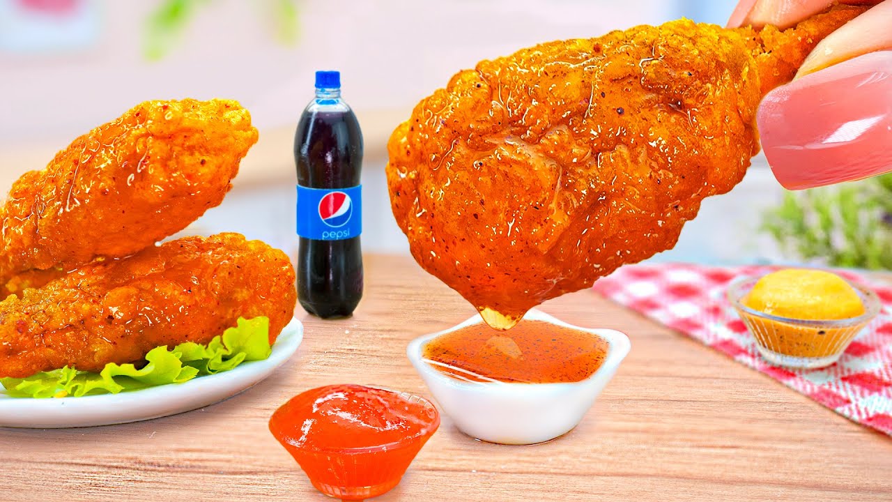 Cooking Crispy Milk Butter Fried Chicken Recipe Idea in Miniature Kitchen with Mini Yummy