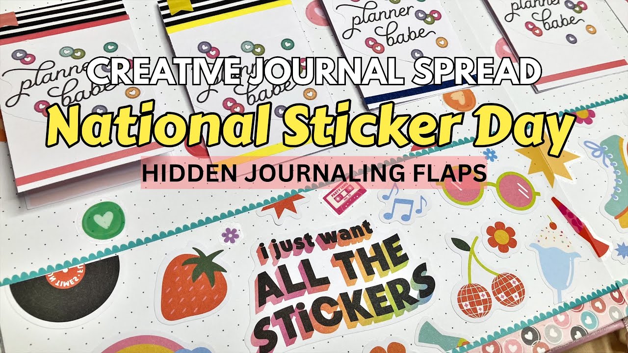 National Sticker Day Plan With Me | Hidden Journaling Flaps in my Creative Journal! 
