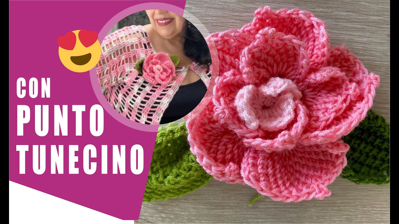 ¿CÓMO TEJER UNA FLOR CON PUNTO TUNECINO? 🌸 🌸  Muy Fácil y Rápido | Yo Tejo con LAURA CEPEDA