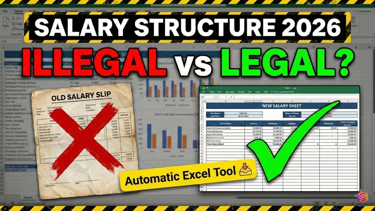 Salary Structure 2026 Explained | Legal vs Illegal Salary as per New Labour Codes (Automatic Excel)