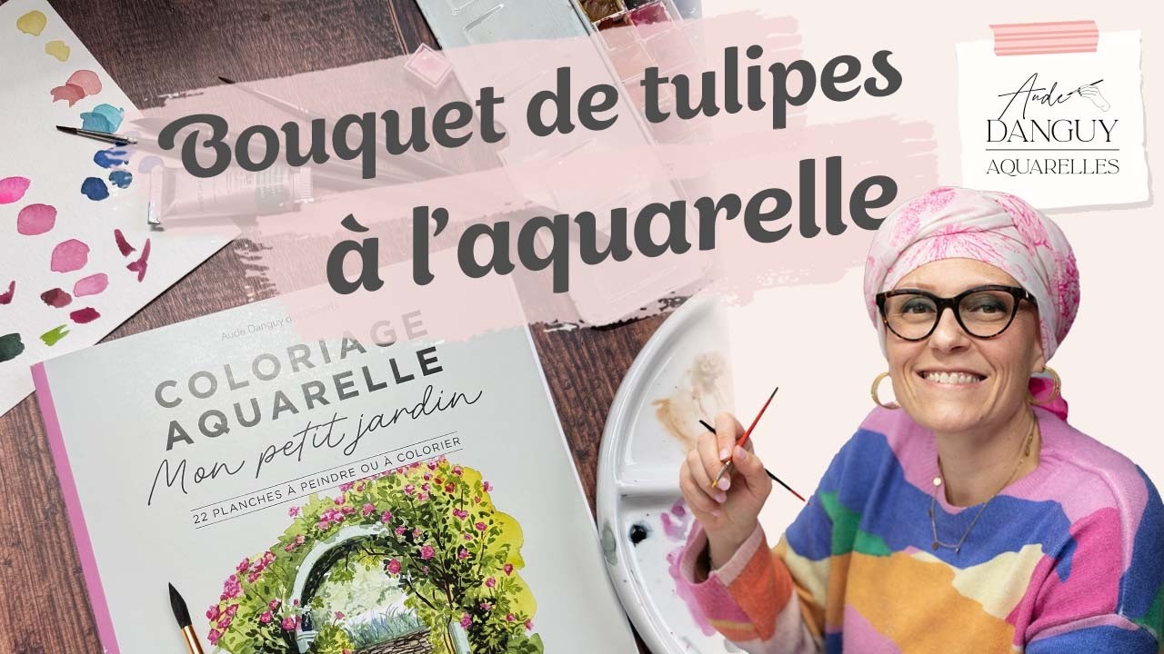 Bouquet de tulipes à l'aquarelle, Mon petit Jardin coloriage à l'aquarelle