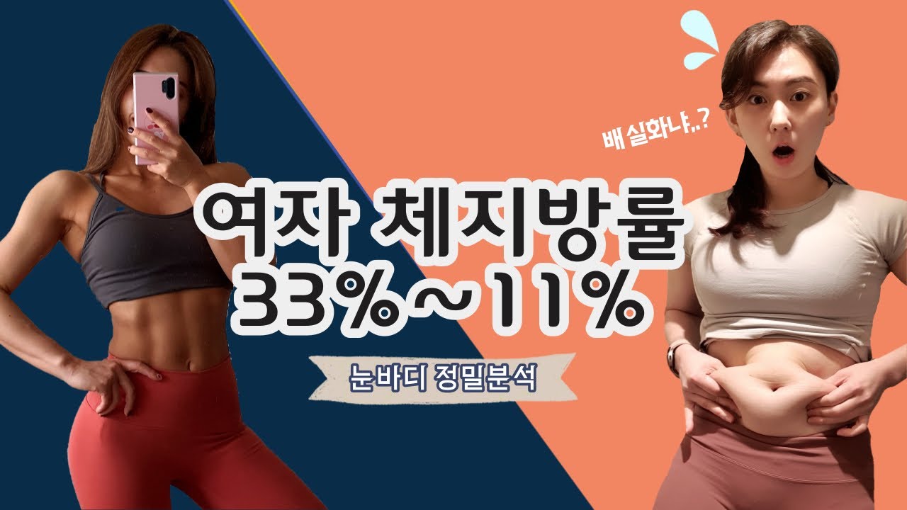 여자 체지방률 변화 비교 (복부위주)ㅣ몇 %여야 11자 복근, 왕자 복근이 보일까?