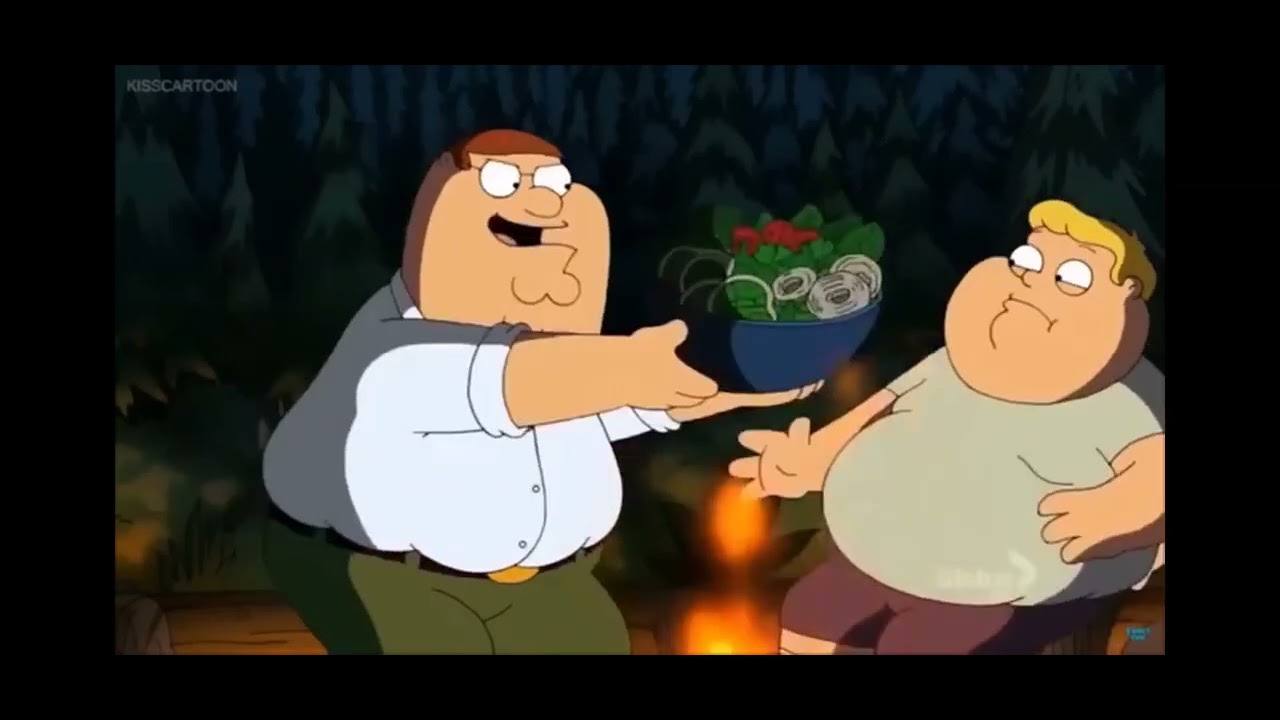 Family guy Peter scared of the Salad