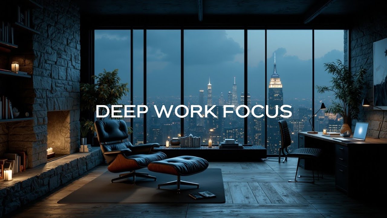 Deep Work Music & Focus Ambient Sounds ~ Night City Skyline Study Mix Productivity