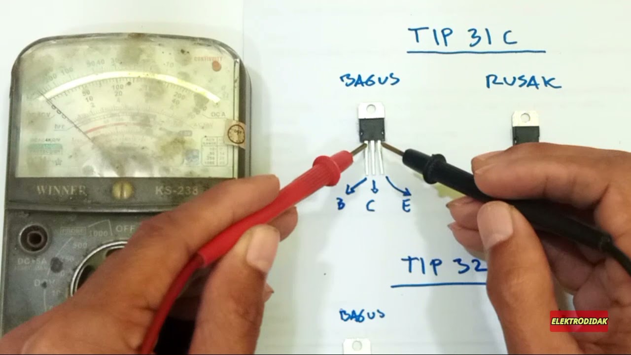 Cara memeriksa rusak tidaknya transistor tipe TIP 31 C dan TIP 32 C