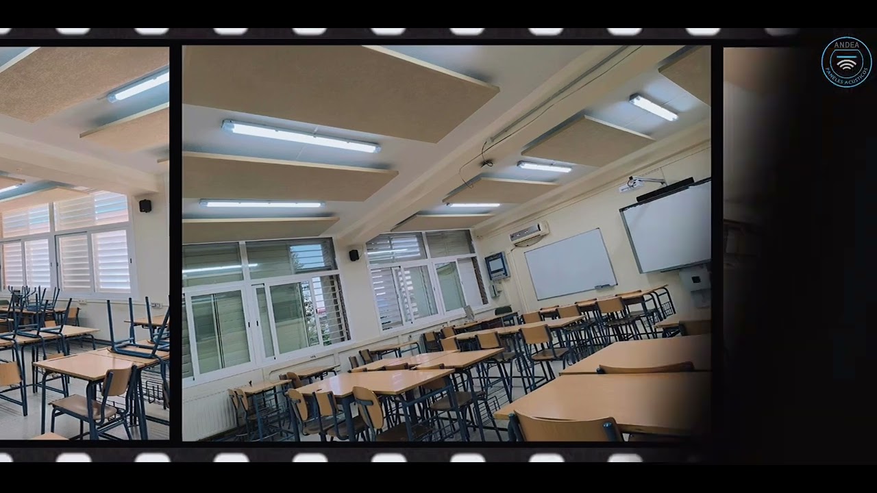 Antes y después | Paneles acústicos en aula de colegio