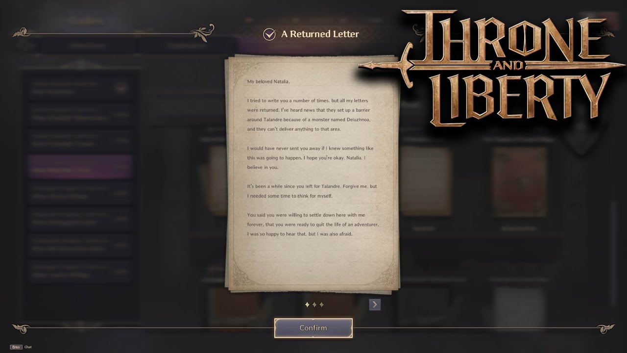 A Returned Letter  - Near Watchers Post Collection Codex THRONE AND LIBERTY