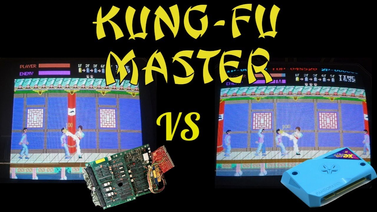 Kung Fu Master | Orginal 1984 arcade board compared with Pandora's Box DX MAME version |
