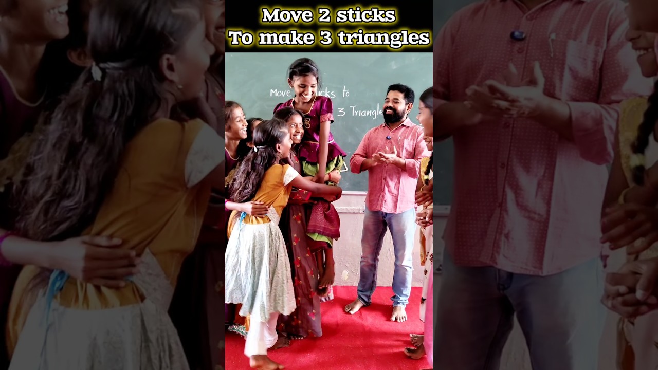 Move 2 sticks to make 3 triangles #education #maths #school #students #youtubeshorts #challenge
