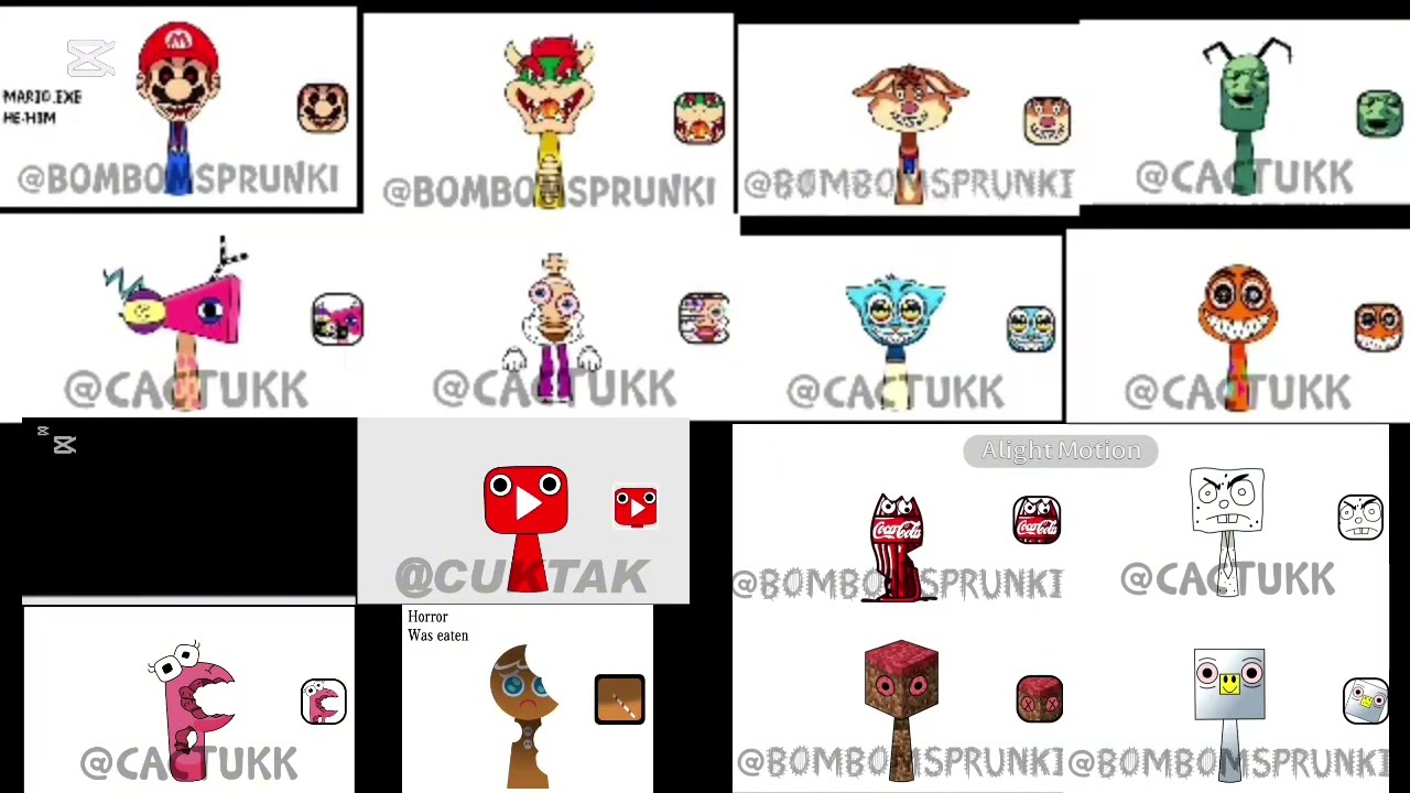my sprunki oc bombomsprunki cactukk Krawler Cuktak Cookie-spartan superparison 3