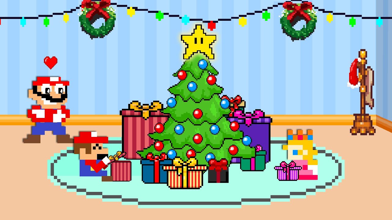 Super Mario Bros. but Tiny Mario and Tiny Peach open their Christmas Presents