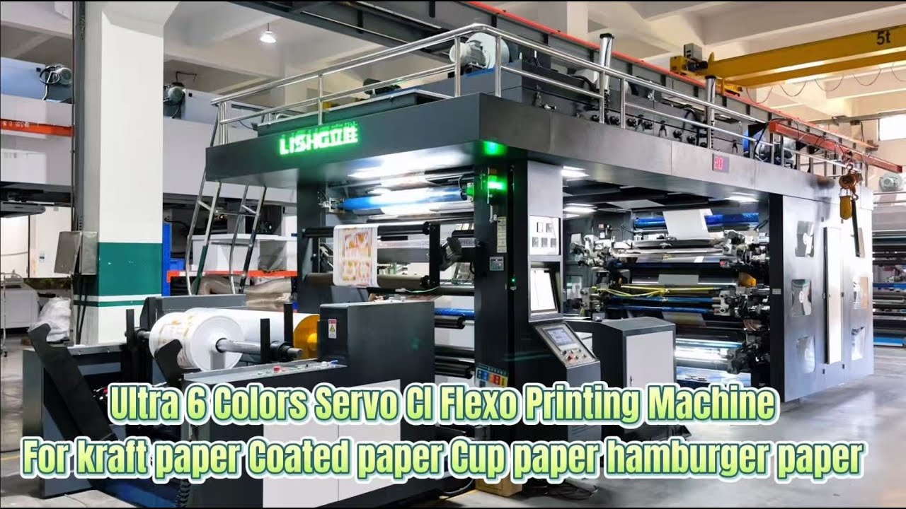 Lisheng Servo CI flexo printing machine for cup/bowl/Kraft/ hamburg paper in high quality high speed