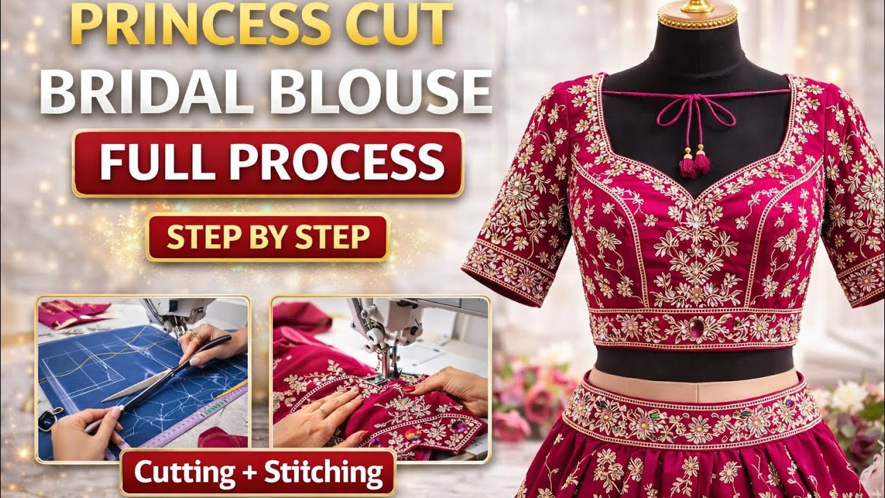 How to Stitch Princess Cut Bridal Blouse Easily | Step by Step Tutorial