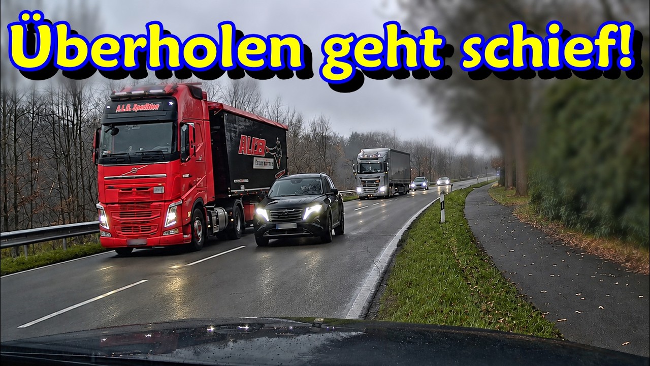 Spiegel abgefahren, LKW &uuml;berholt bei Gegenverkehr und Tiefflieger  DDG Dashcam Germany | #740