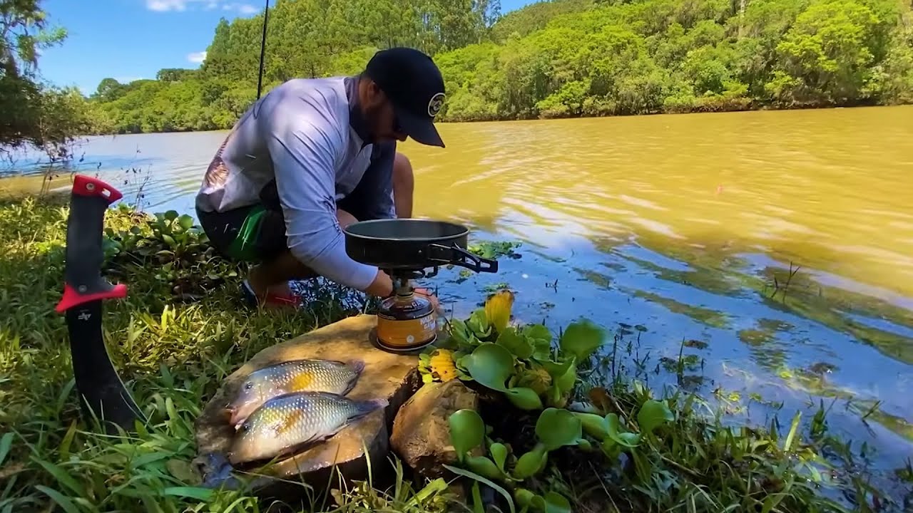 CARÁ REI ! Pescaria e Peixe Frito no Barranco | Barragem do Rio Caveiras/SC