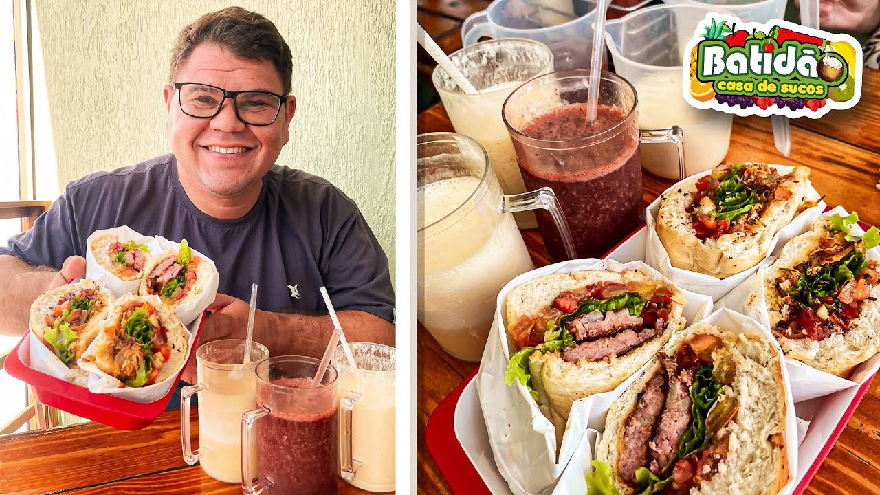 LANCHE DE LINGUIÇA E PERNIL |MELHORES SUCOS | BATIDÃO SUCOS