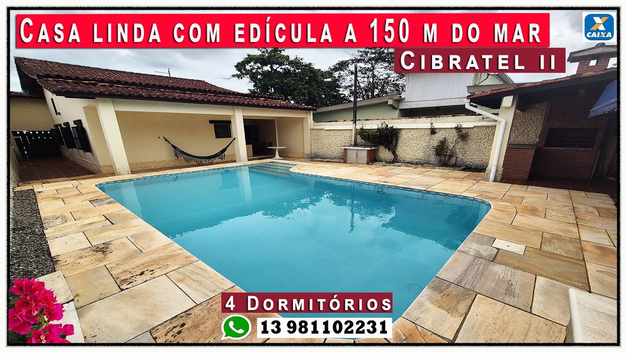 Casa linda na praia com edícula a 150 m do mar terreno grande!
