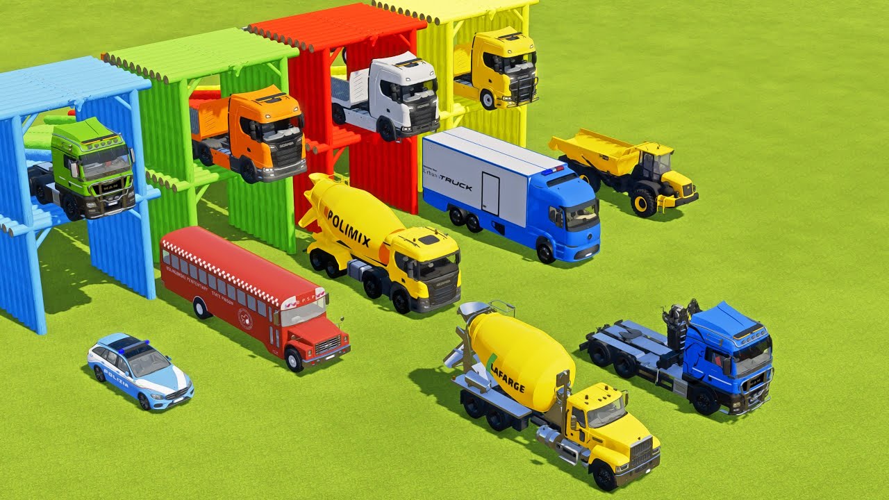 TRANSPORTING MILITARY TRUCK, FIRE TRUCK, FIRE DEPARTEMENT, FORD POLICE, AMBULANCE WITH TRUCKS ! FS22
