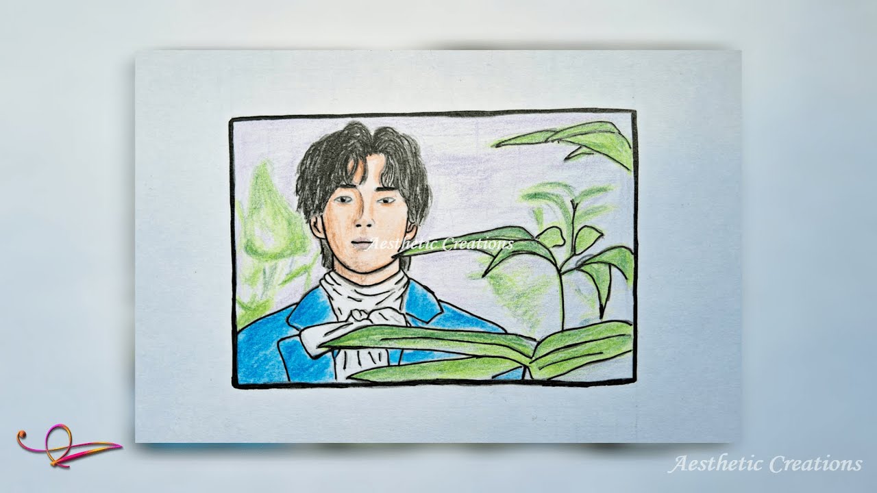V из BTS | Ким Тэхён | Портрет | Рисунок цветным карандашом | Покадровая съёмка