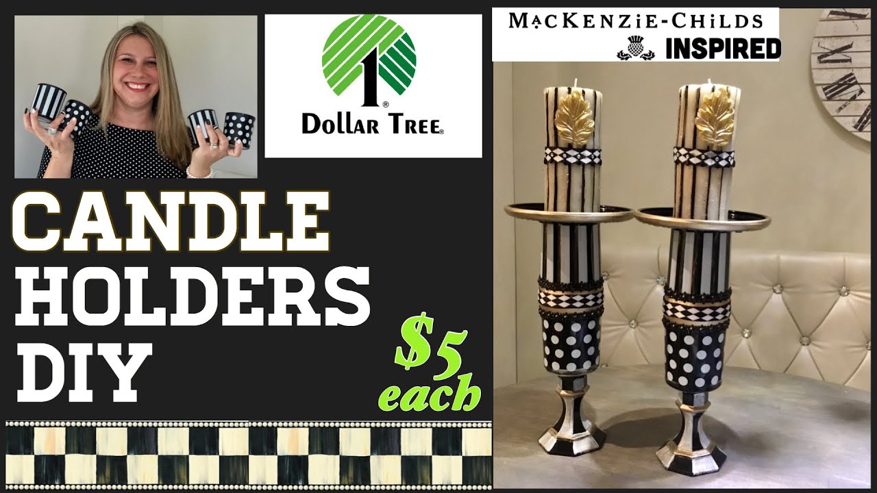 Dollar Tree DIY Pedestal Candle Holders | MacKenzie-Childs Inspired Candle Holders | High-end!