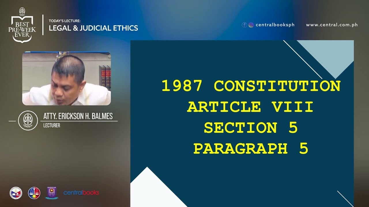 Legal and Judicial Ethics Pre-Week Lecture with Atty. Erickson H. Balmes 📚⚖️