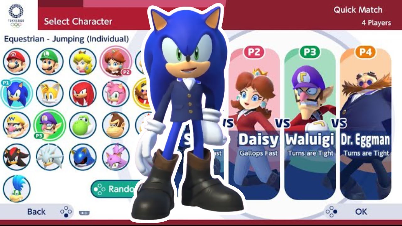 Mario & Sonic at Tokyo 2020 : Gameplay (4 Players) Sonic VS Daisy VS Waluigi VS Dr.Eggman
