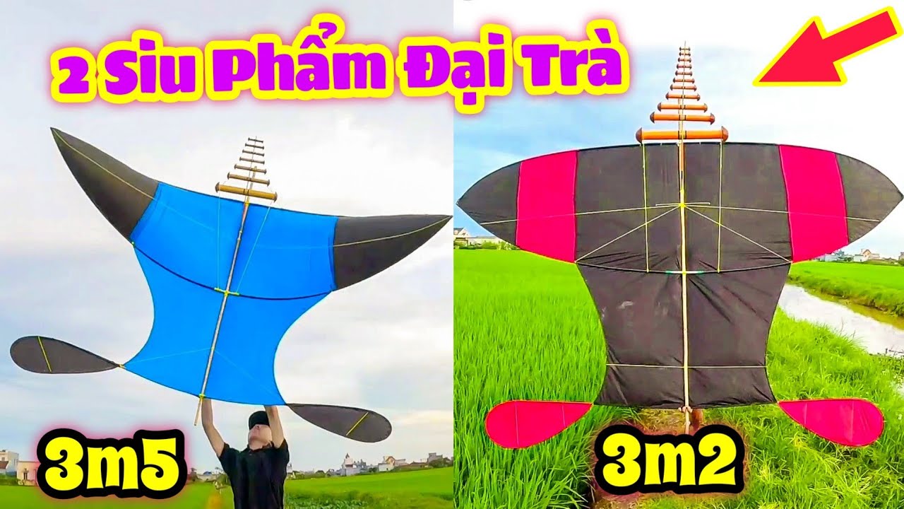 Thả Diều Đại Trà 3m5 Xanh Đen Và Diều 3m2 Đỏ Đen Sau Hơn 7 Tiếng Làm Xong