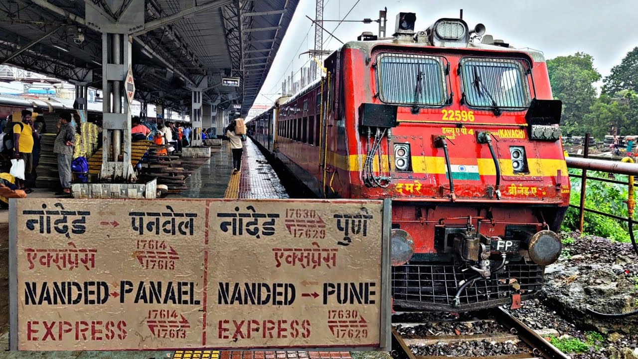 17613 PANVEL-NANDED EXP : PANVEL to PUNE : FULL JOURNEY  : Indian Railways : BZA WAP4 : TRAIN BHOR