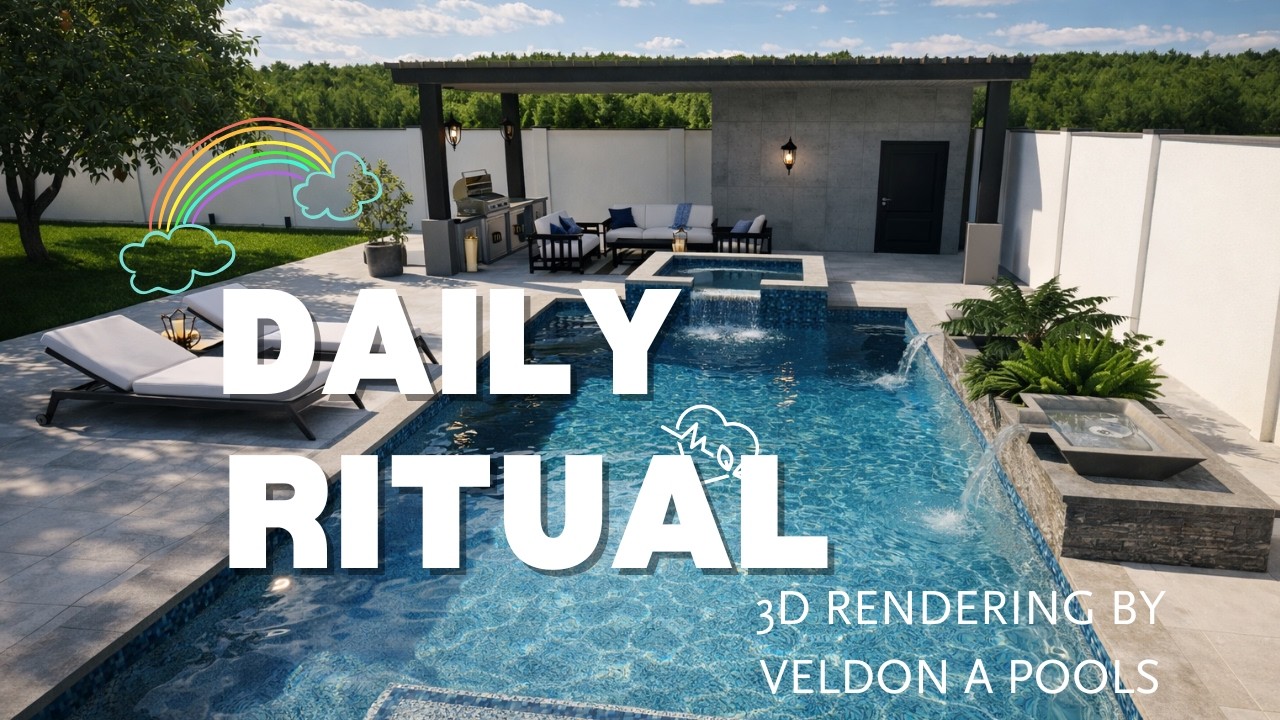 Modern 30' x 15' Swimming Pool Design with Raised Spa & Water Bowls | by Veldon A Pools