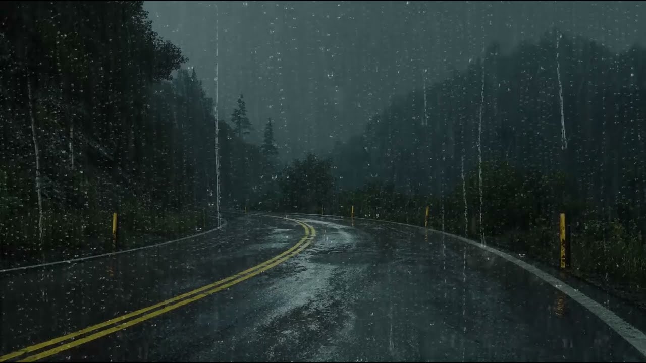 Fall Asleep Fast 🌙 Gentle Rain Sounds on a Quiet Scenic Road