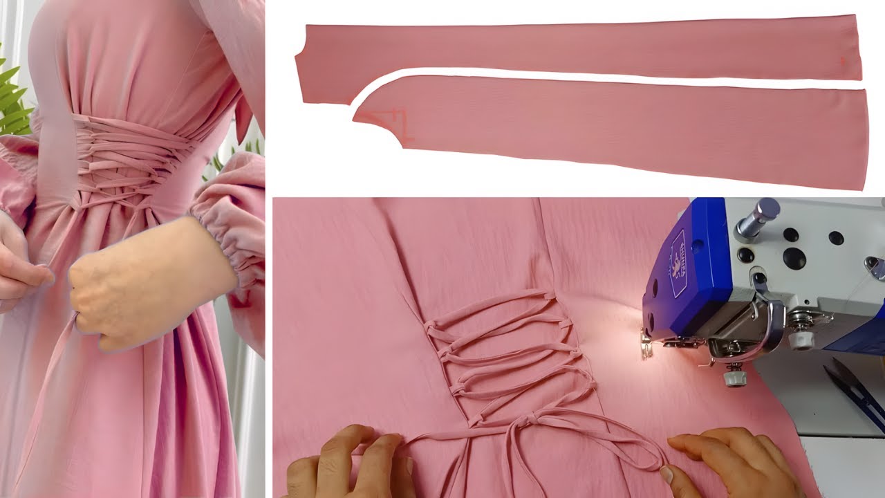 خطوات تفصيل فستان راقي بأربطة جانبية بأسلوب مبتكر |  sewing
