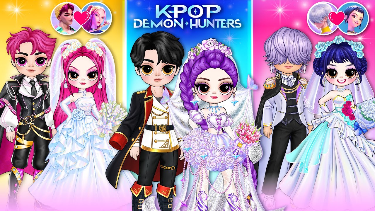 Охотники на демонов в стиле K-Pop: Руми и Джину женятся &mdash; Модные свадебные платья | Бумажные кукл...