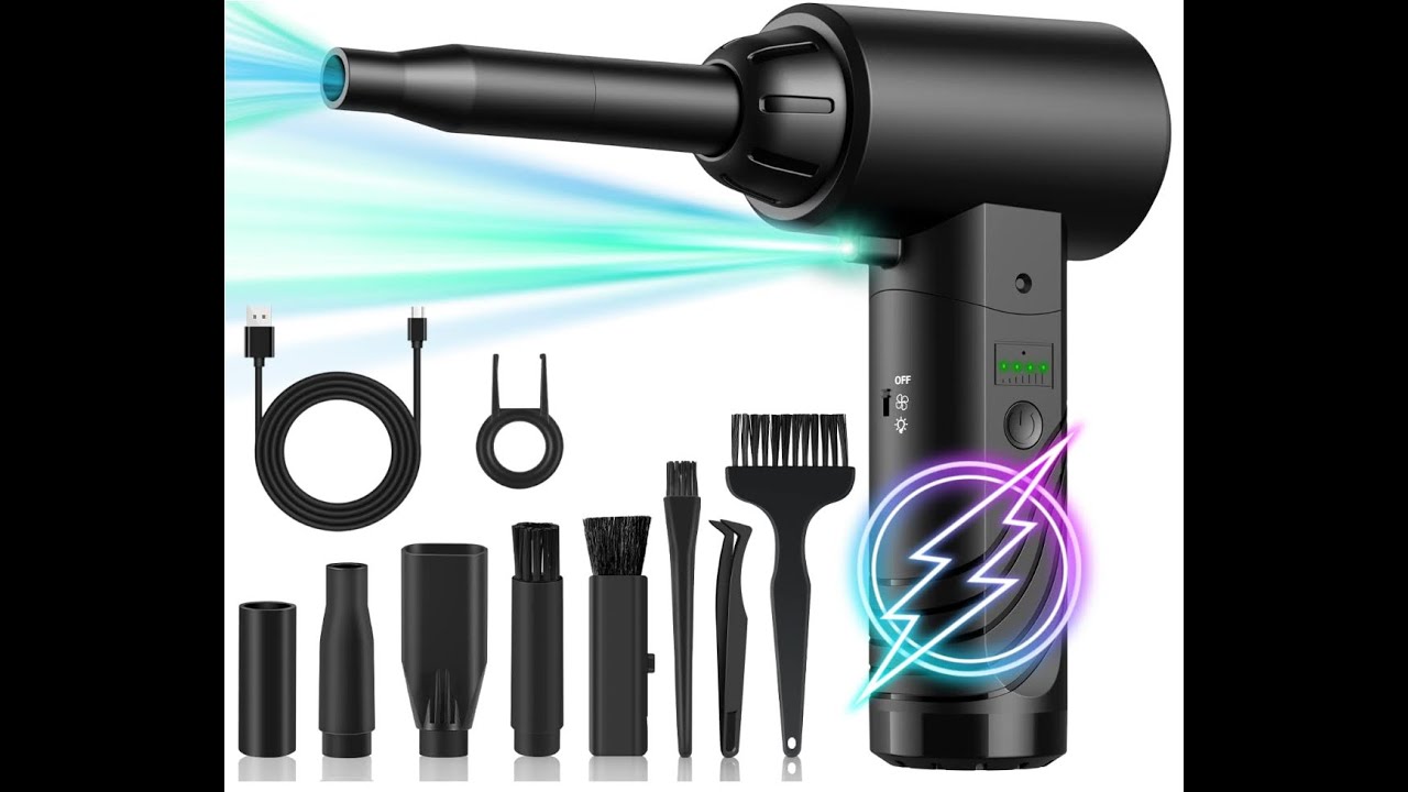 Compressed Air Duster 130000RPM Compressed Electric Air Duster with 8000mAh Battery & 90W Brushless