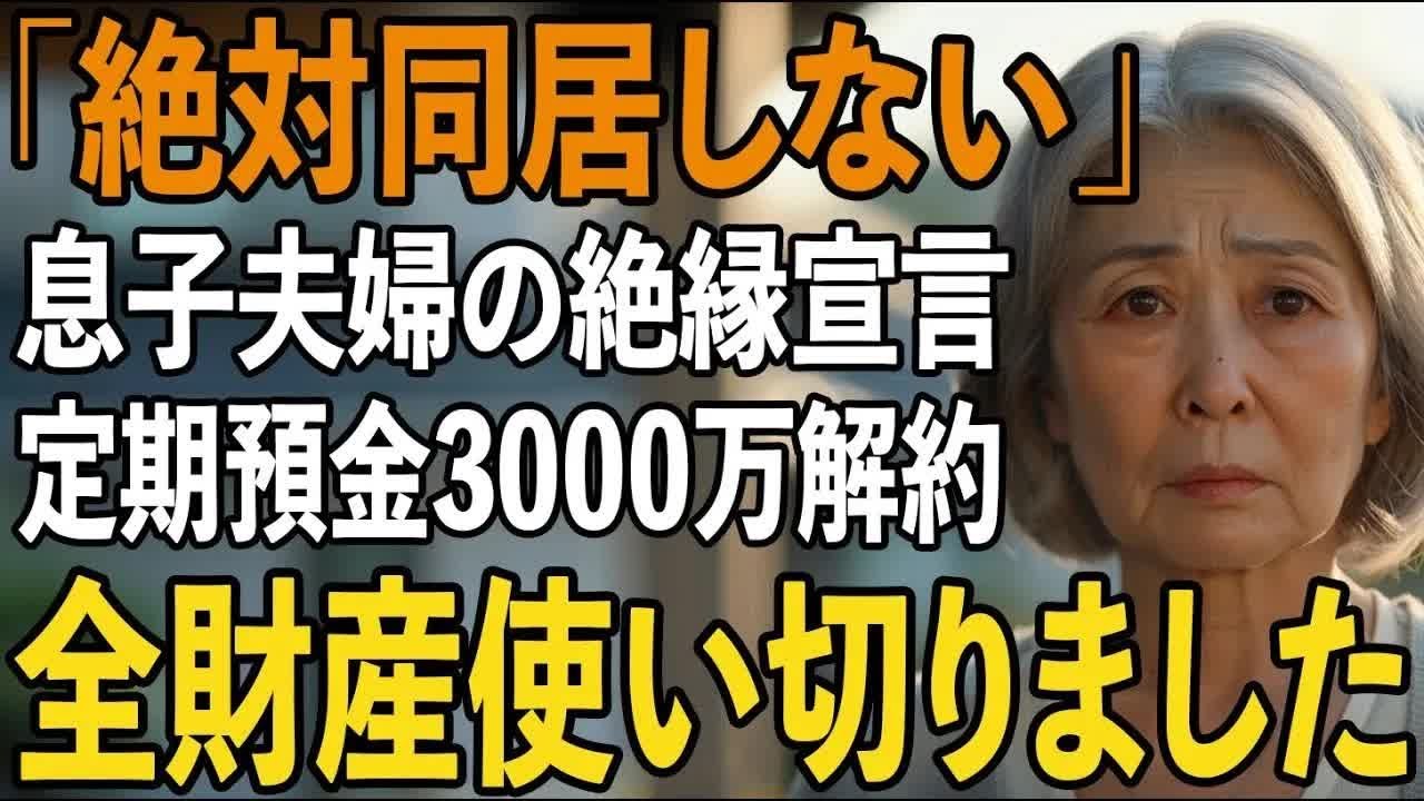 「絶対同居しない」私を貧乏人扱いする息子夫婦から絶縁宣言。その夜、私は黙って3000万円の定期預金を解約→全財産を使い切ることにしました【シニアライフ】【60代以上の方へ】