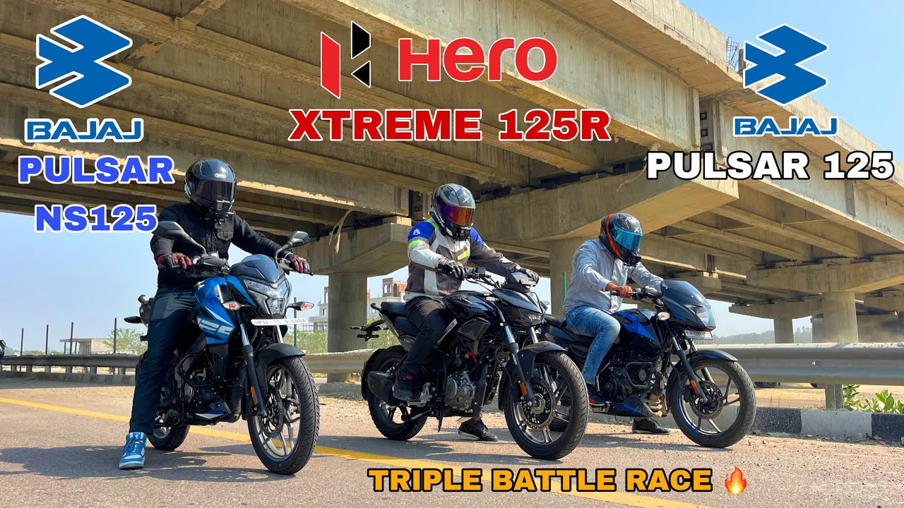 NEW BAJAJ PULSAR NS 125  VS NEW HERO XTREME 125R VS BAJAJ PULSAR 125 [  TRIPLE BATTLE RACE  ]