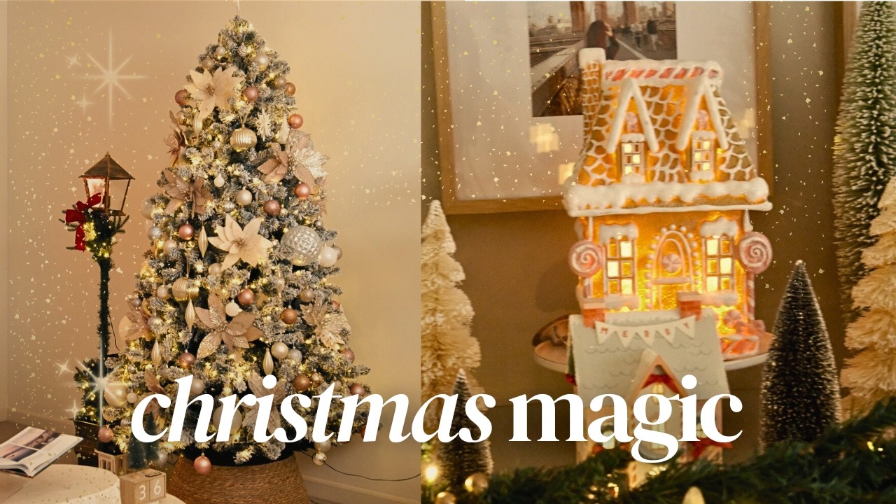 Cozy Christmas Decorating 🎄 Aesthetic Silent Vlog | Tree, Tablescape & Pastel Gingerbread Village