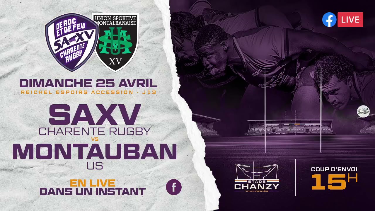 Diffusion Live du match SA XV Charente Espoirs vs USM Sapiac Espoirs